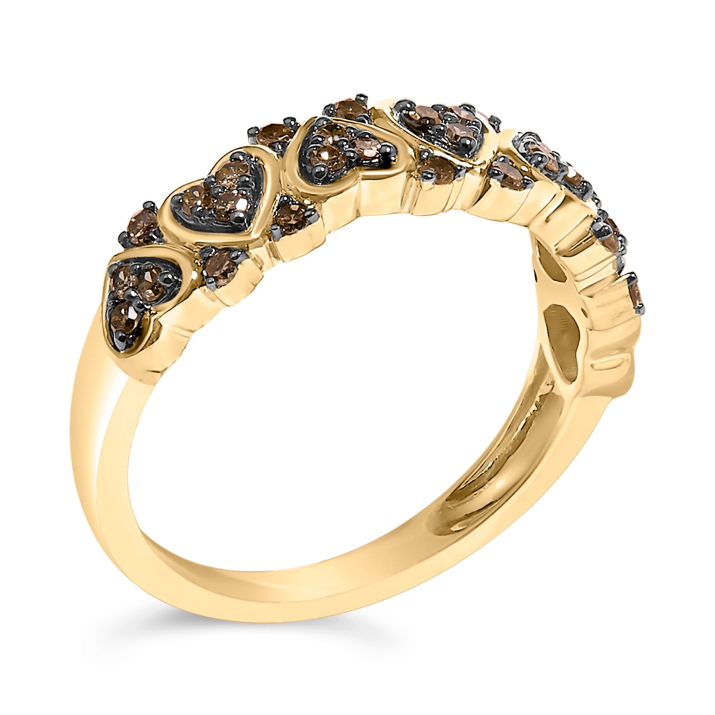 10K Yellow Gold Plated Sterling Silver Diamond Band Ring - Size 7