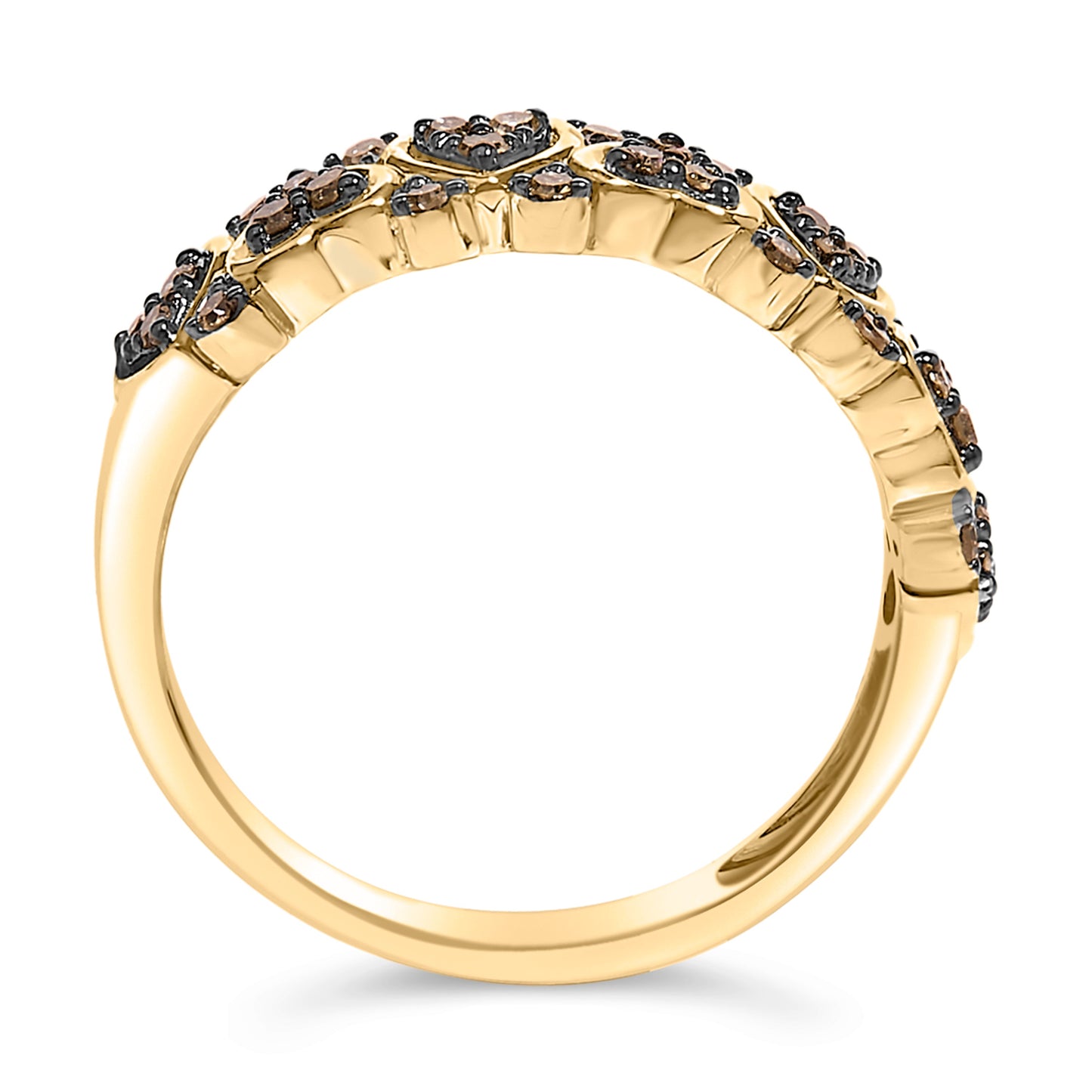 10K Yellow Gold Plated Sterling Silver Diamond Band Ring - Size 7