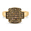 10K Yellow Gold Plated .925 Sterling Silver Champagne Diamond Ring - Size 7