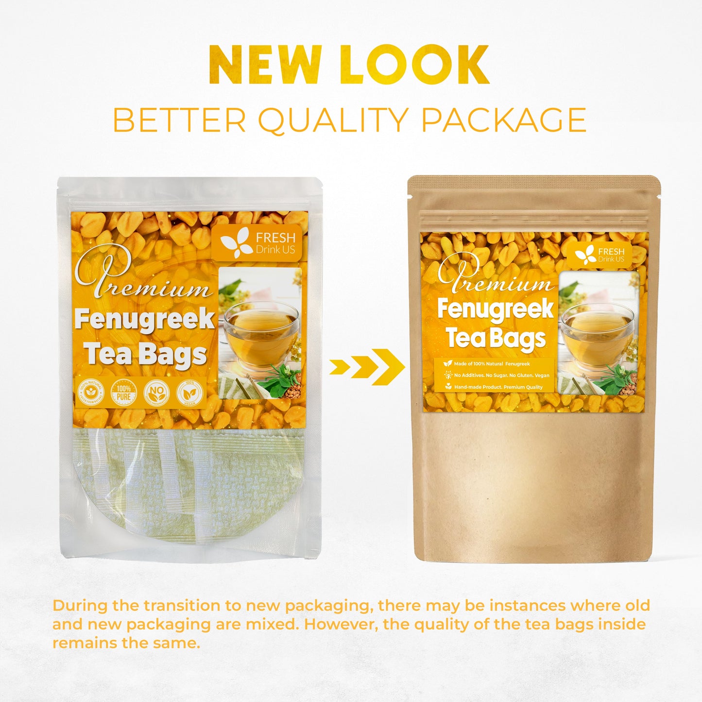 Premium Fenugreek Tea Bags - Caffeine-Free & Vegan (30 Bags)