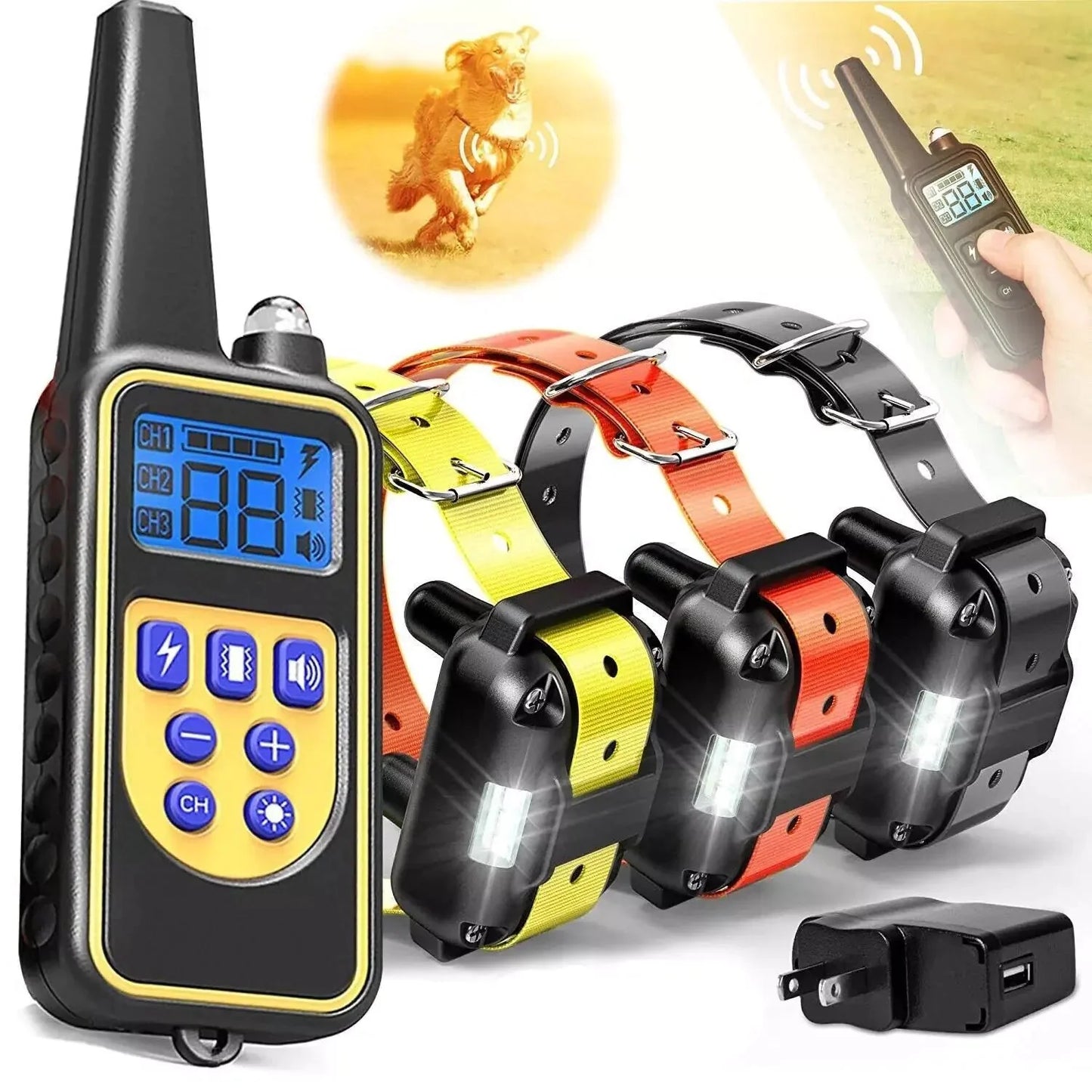 Collier de dressage pour chien étanche rechargeable de 3000 pieds