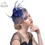 WELROG Feather Cap Lady Cocktail Dinner Party Fedoras Wedding Bridal Mesh Veil Hats Vintage Sombreros Chapeau Fascinators Hat - Korvel