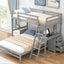 Twin over Full Bunk Bed with Built-in Desk and Three Drawers Grey - Korvel