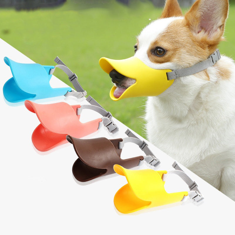 Dog Muzzle Anti-Bite and Anti-Bark Silicone Duckbill Muzzle Comfortable and Breathable Adjustable Strap Pet Mask - Korvel