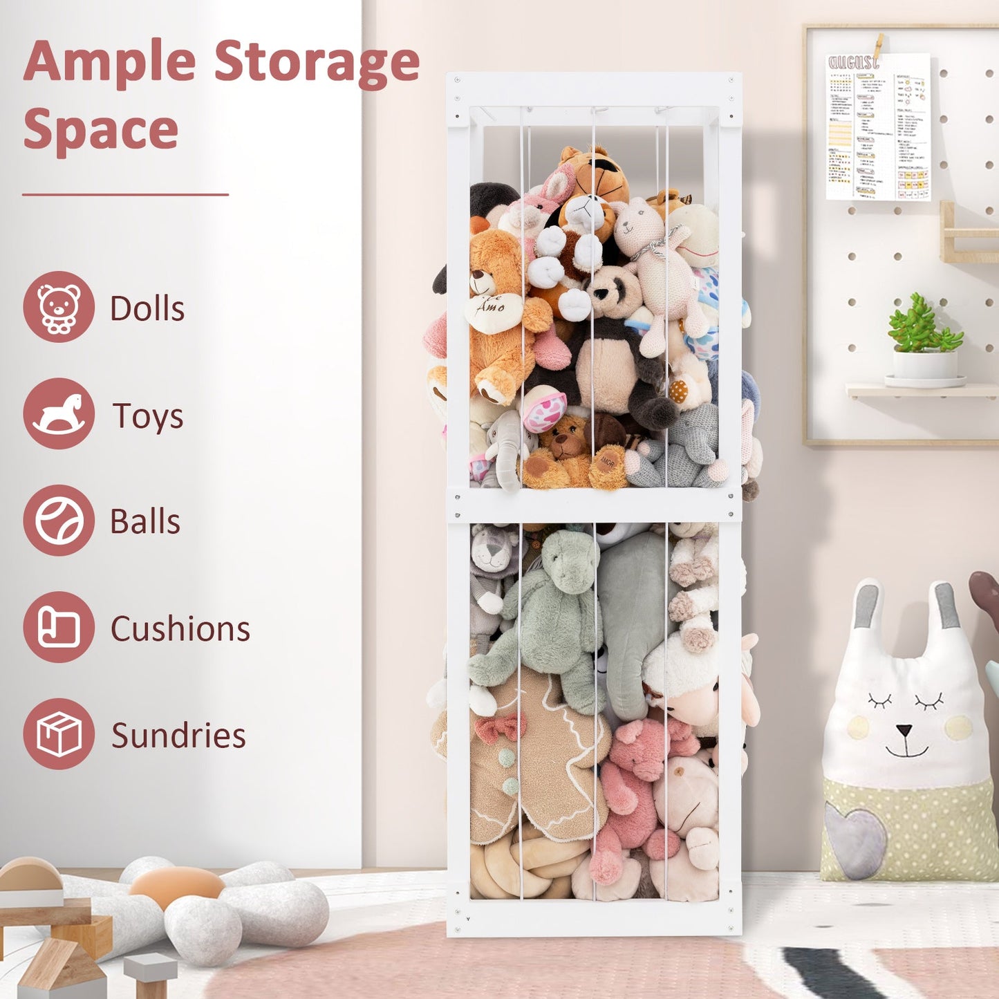 Almacenamiento Grande para Animales de Peluche de 300L con Parte Superior Abierta - Blanco