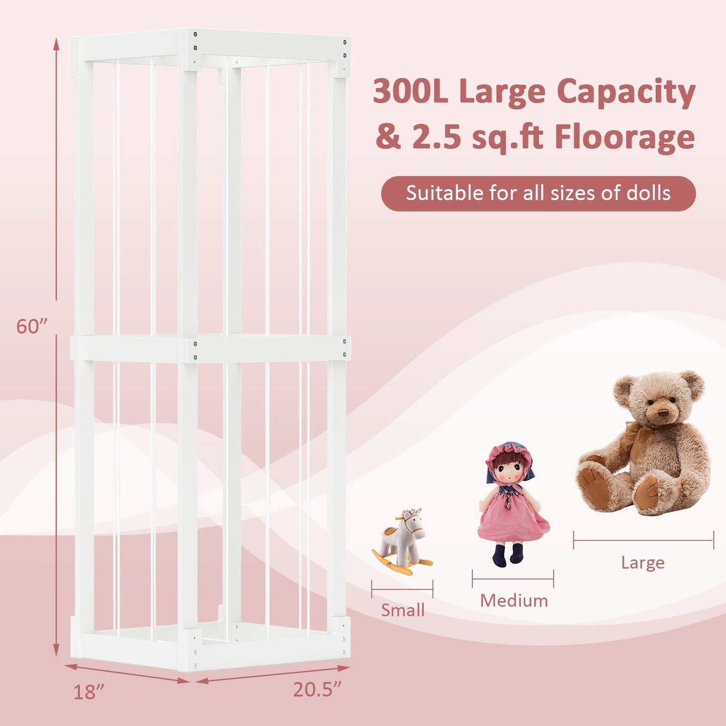 Almacenamiento Grande para Animales de Peluche de 300L con Parte Superior Abierta - Blanco