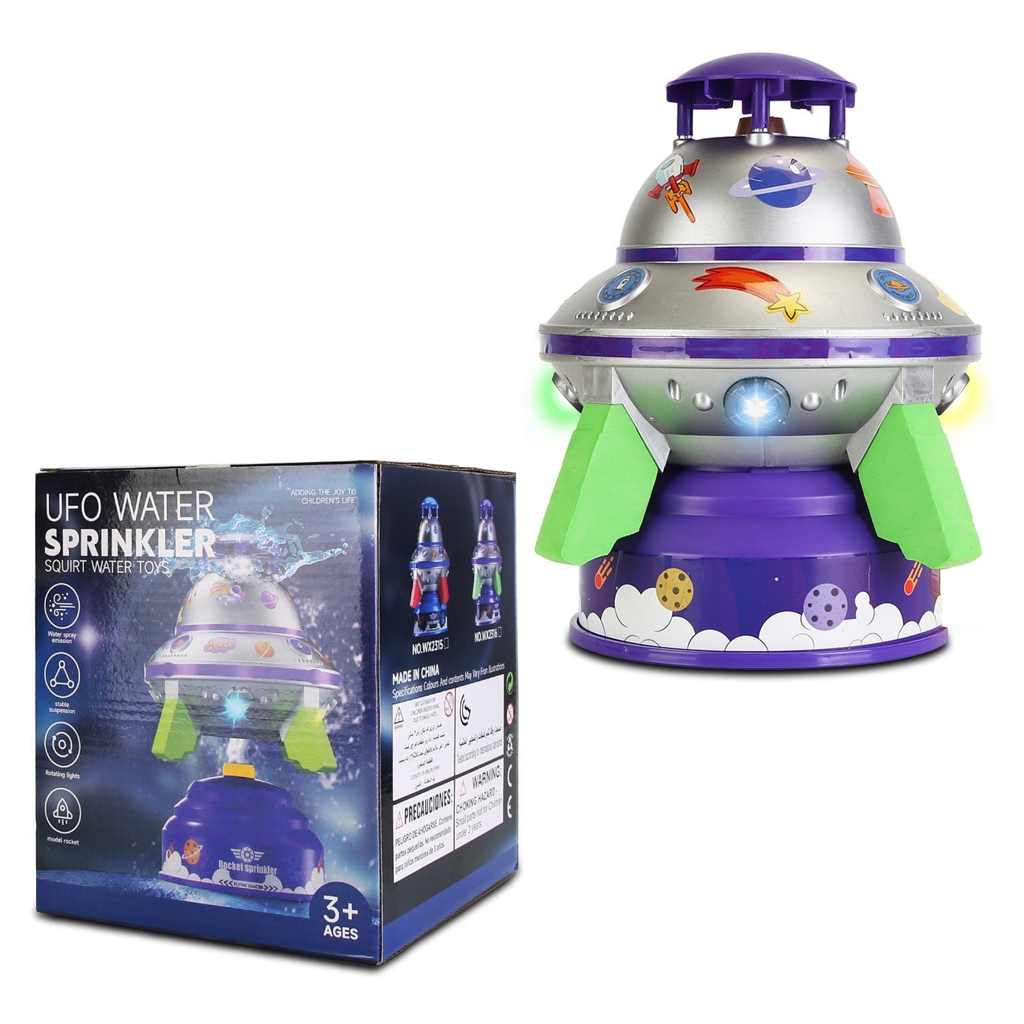 Gbruno UFO Water Sprinkler - Colorful LED Outdoor Toy