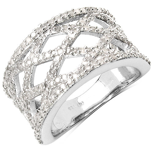 Anillo de Compromiso de Diamante Blanco Genuino de 0.92 Quilates en Plata de Ley