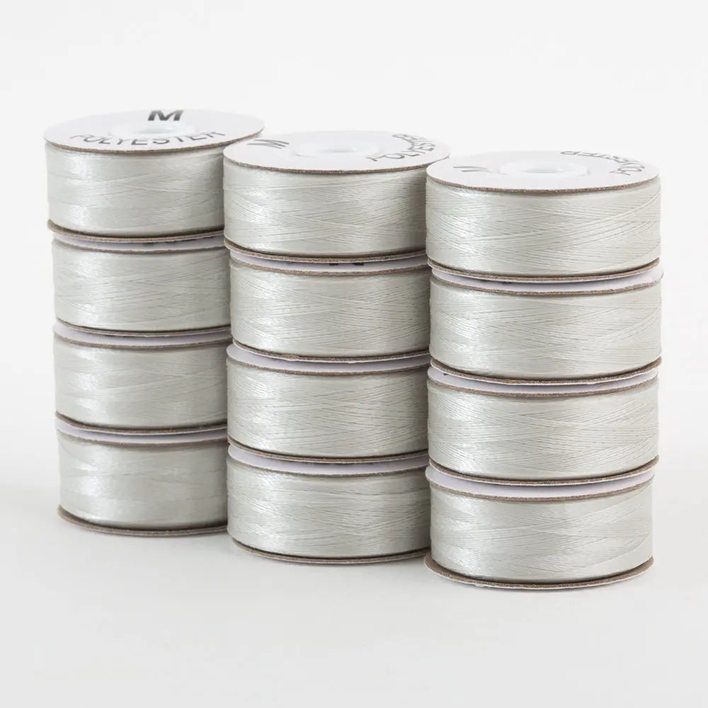 Bobinas Pre-enrolladas Super Bobs Poly #623 Plata M-Style Paquete de 12