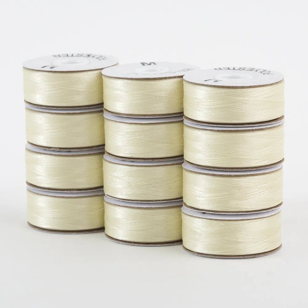 Super Bobs Poly #651 Ivory M-Style 12 Pack Pre-Wound Bobbins