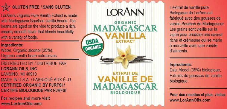 LorAnn Organic Madagascar Vanilla Extract - 4 oz.