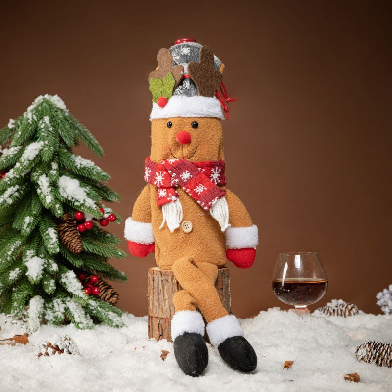 Cartoon Long Leg Elderly Wine Set Creative Christmas Decorations Decoration Home Table Wine Bottle Set - Korvel