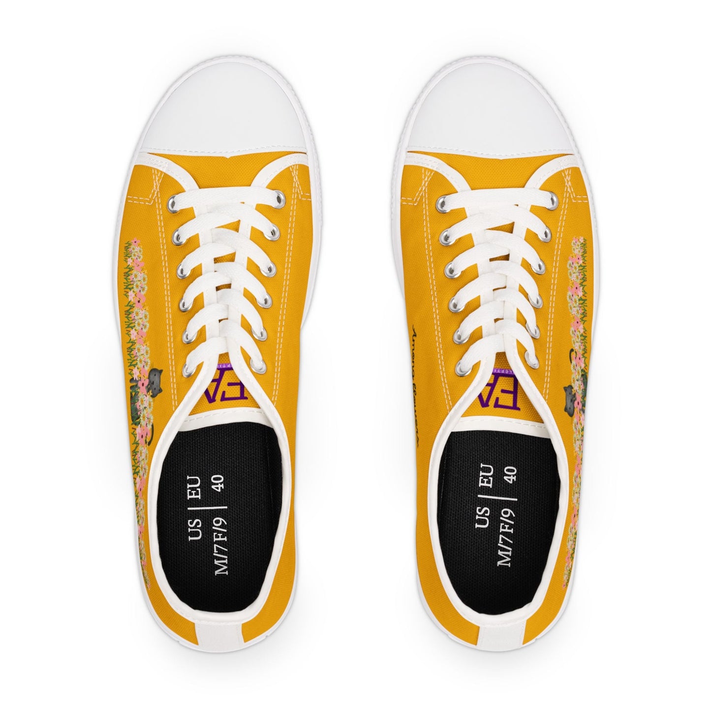 Among Flowers – Hidden Cat Low Top Canvas Shoes for Women