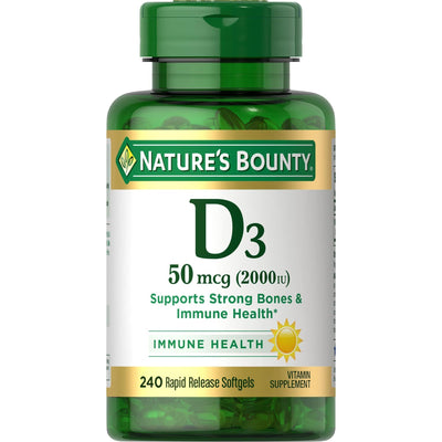 Nature's Bounty Vitamine D3, 50 Mcg, Gélules à Libération Rapide