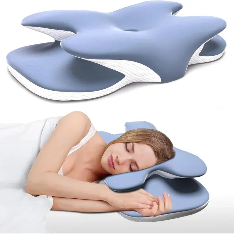 Ice Silk Pillowcase Ergonomic Cervical Pillow Memory Foam Pillow Neck Pain Relief Comes Adjustable Home for Back Side Sleepers - Korvel