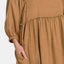 Robe Babydoll en Lin Lavé à Manches Bouffantes Plissées