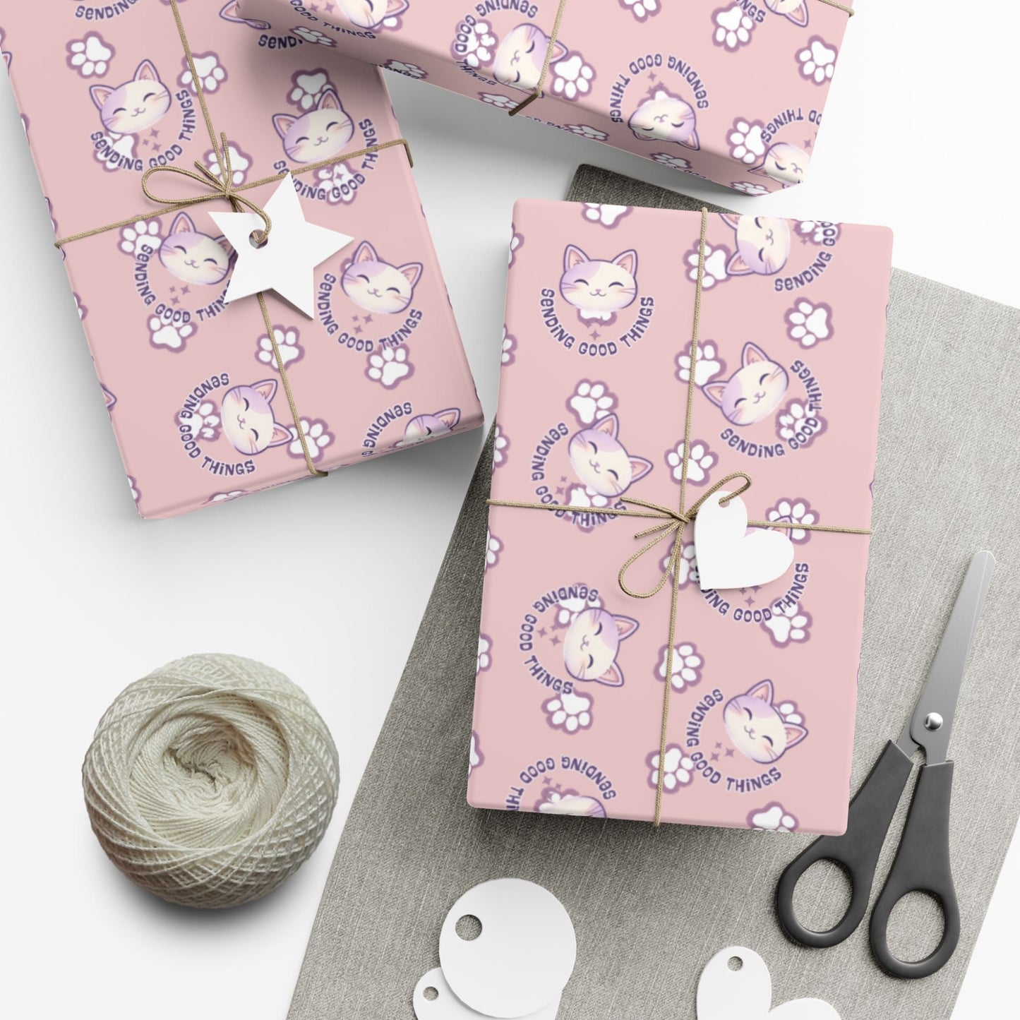 Smiling Cat Pattern Gift Wrap - All-Purpose Wrapping Paper