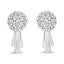 Pendientes de gota en oro blanco de 14 quilates con diamantes en forma de flor