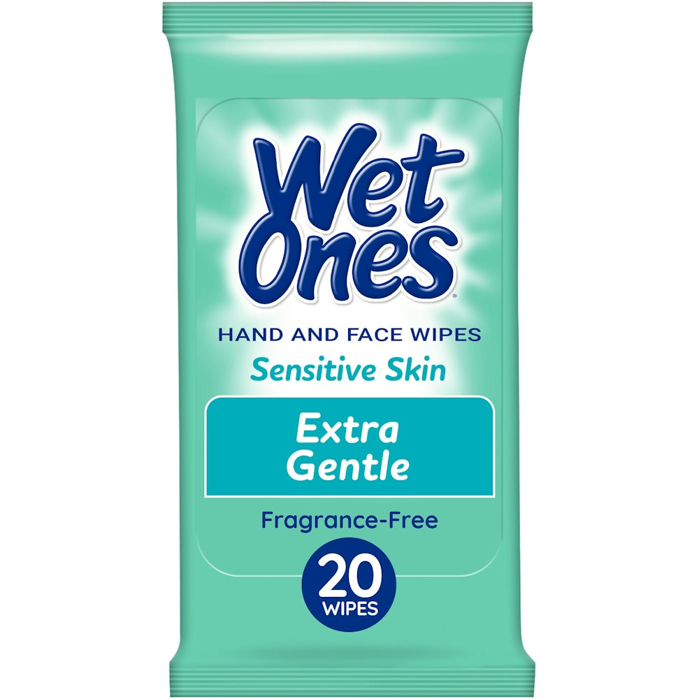 Lingettes pour les mains Wet Ones pour peau sensible - Pack de voyage, 20 unités