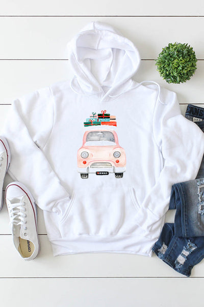 Classic Vintage Car Hoodie with Festive Touch - Korvel