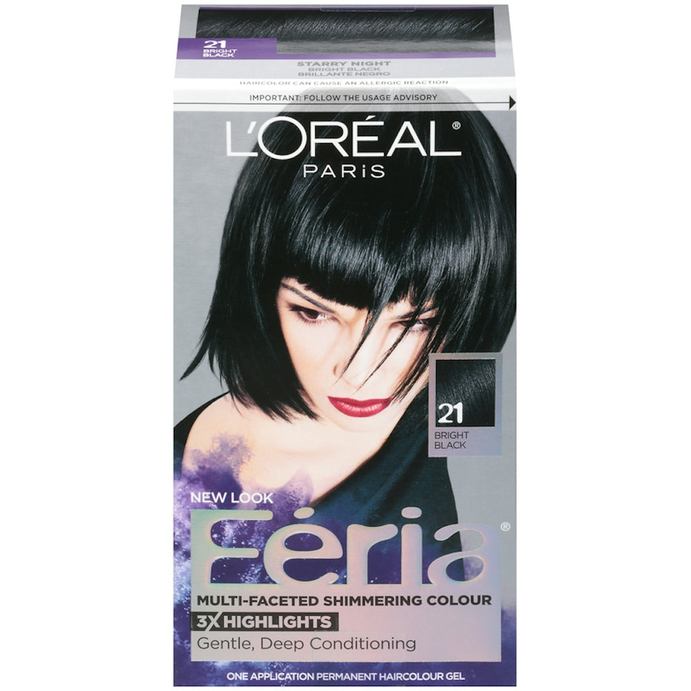 Feria L'Oreal Paris Permanent Haircolour Gel - Bright Black 21 Cooler
