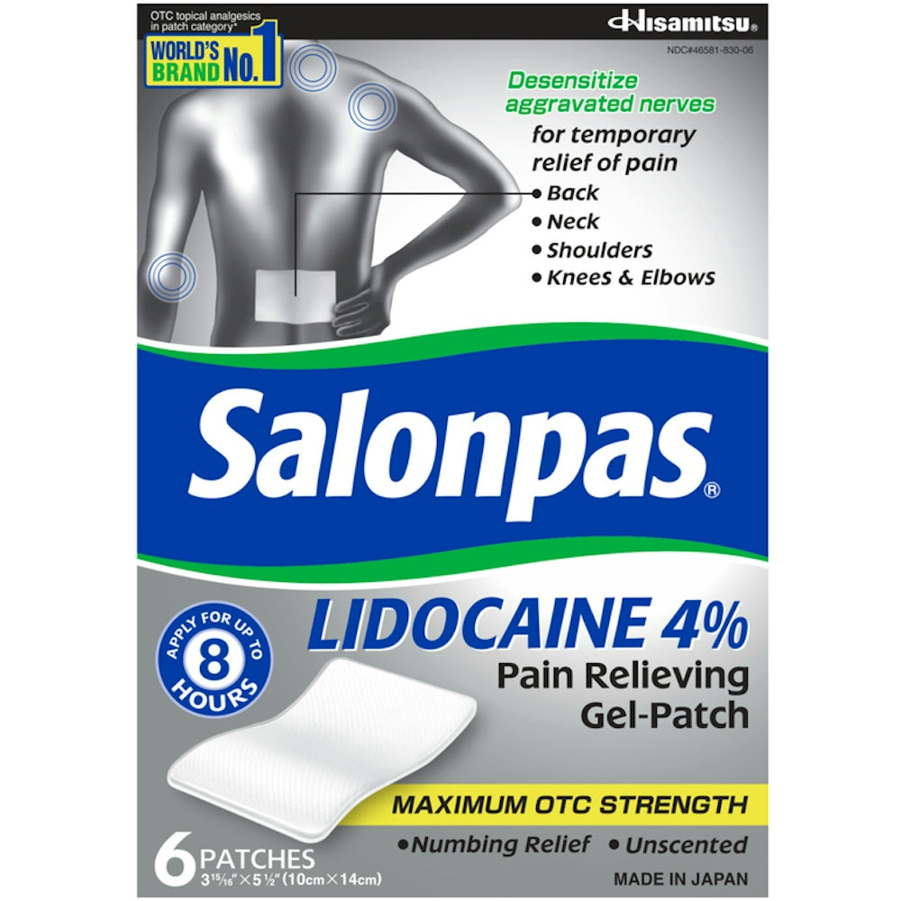 Salonpas Lidocaína 4% Parche Gel Analgésico - Máxima Fuerza