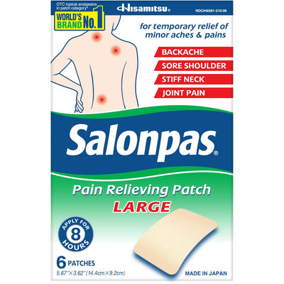 Parches grandes para el alivio del dolor Salonpas - 6 unidades