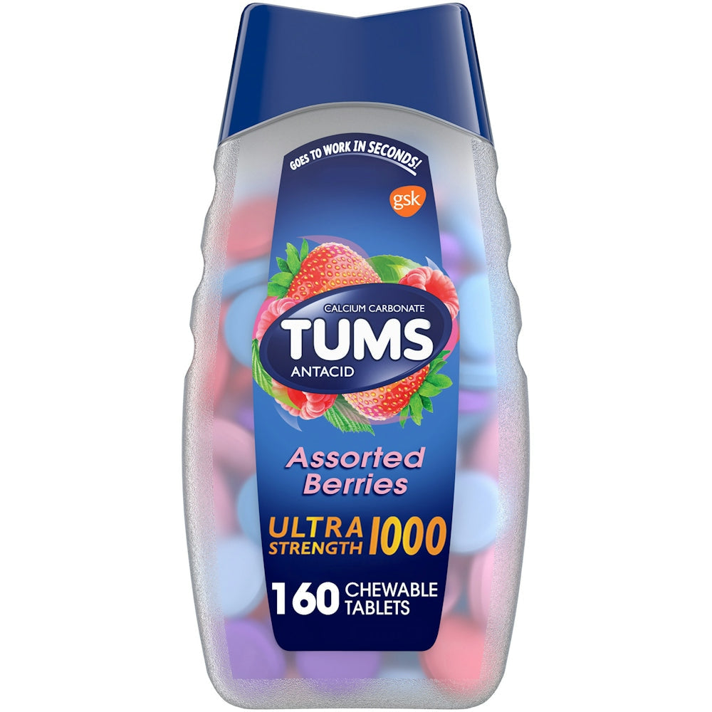 Tums® Ultra Strength 1000 Antacide à mâcher – Saveur de baies assorties