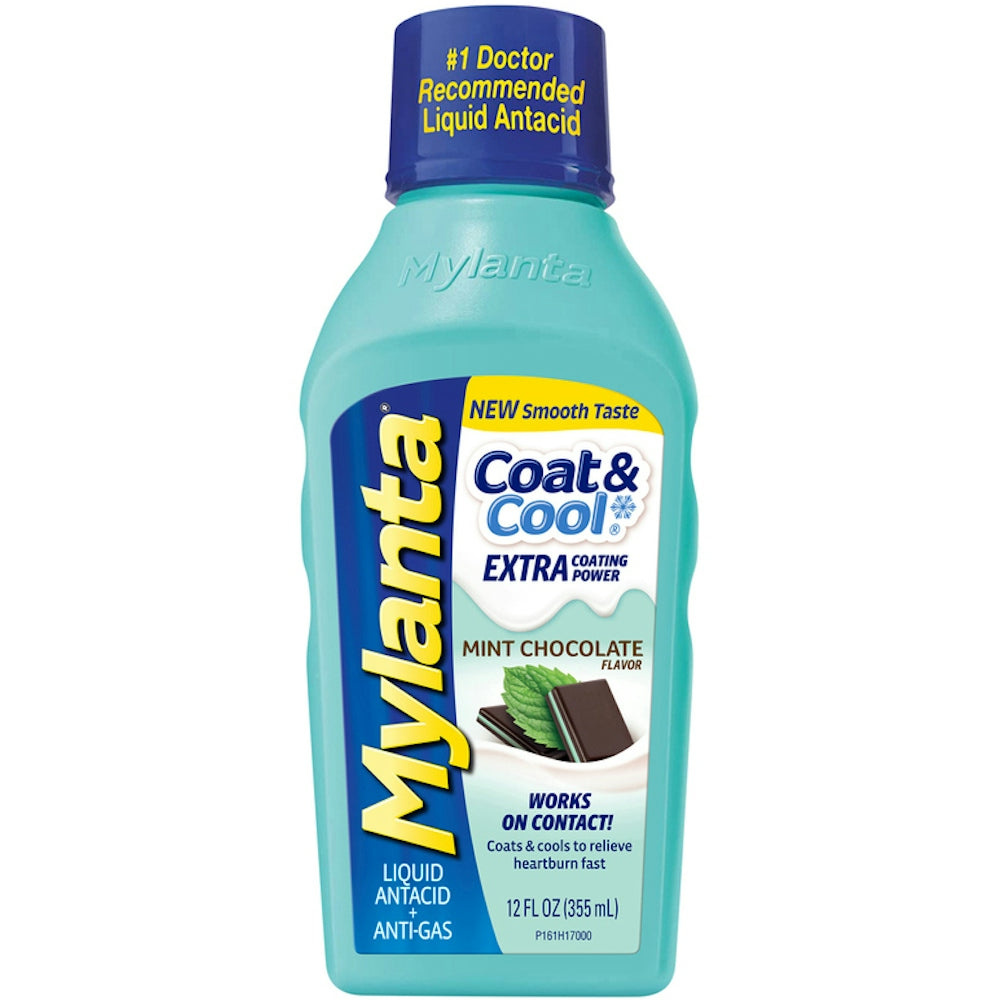 Mylanta® Coat & Cool Liquide Antiacide + Anti-Gaz – Chocolat Menthe (12oz)