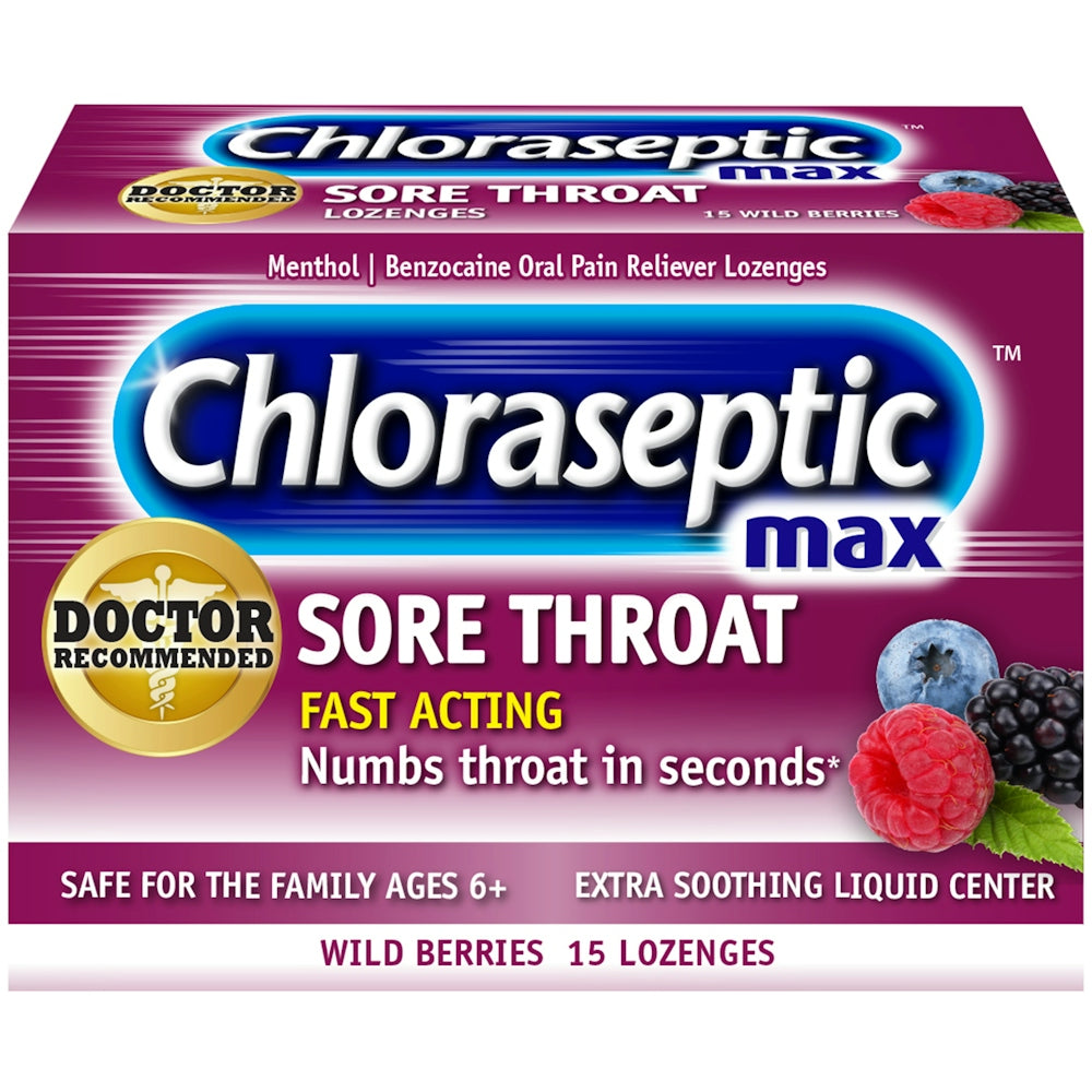 Pastillas para la garganta Chloraseptic Max - Sabor a bayas silvestres