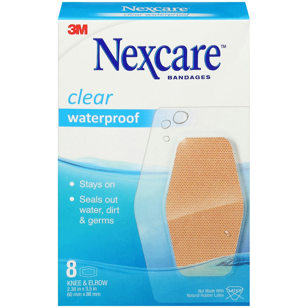 Nexcare Waterproof Bandages, Knee & Elbow Size, 8 Count
