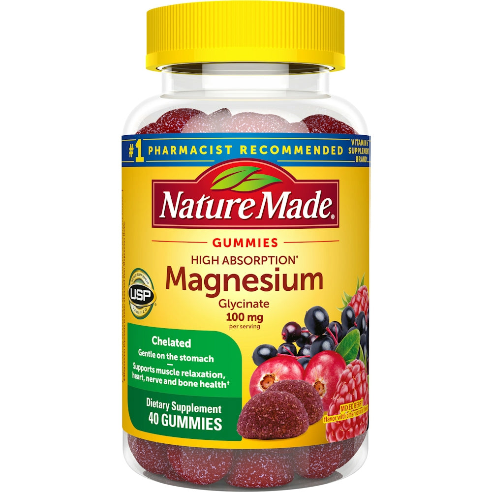 Nature Made Mixed Berry Magnesium Glycinate Gummies, 100 Mg
