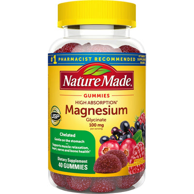 Gomitas de Magnesio Glicinato de Frutas Mixtas Nature Made, 100 Mg
