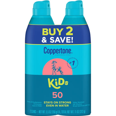 Spray de protector solar Coppertone Kids, amplio espectro SPF 50