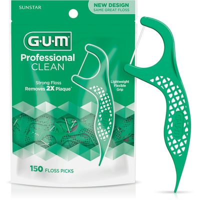GUM Professional Clean Floss Picks - Shred-Resistant Mint