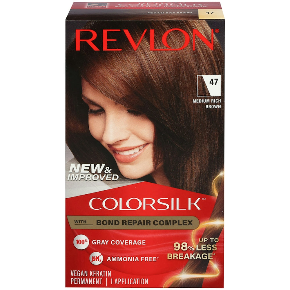 Revlon 47 Brun Moyen Riche Vegan Kératine Couleur de Cheveux Permanente