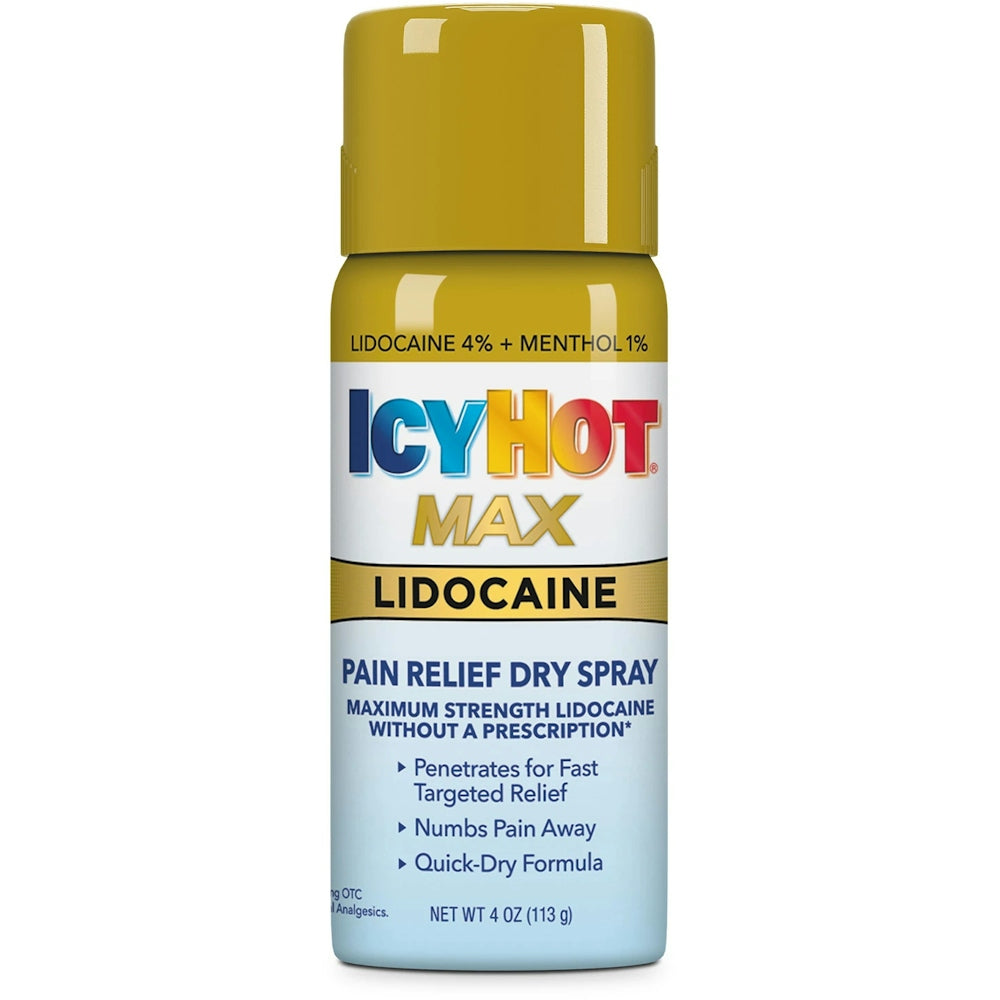 Spray analgésique Icy Hot Max Strength avec lidocaïne et menthol