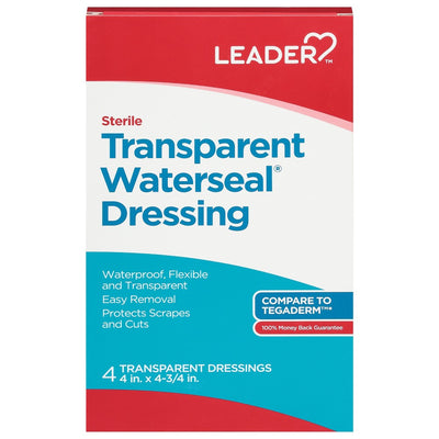 Leader™ Transparent Waterseal Dressing - 4" x 4.75" - 8 Compte