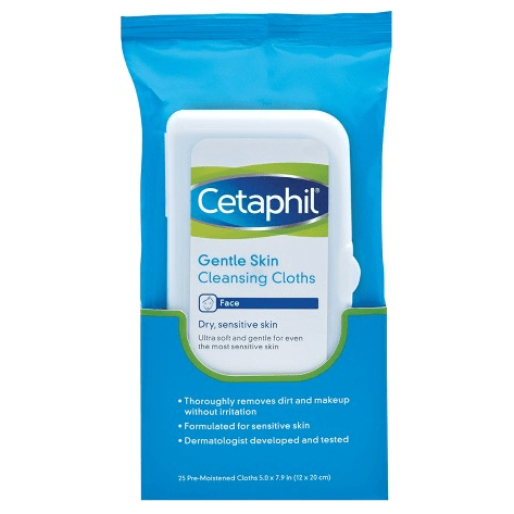 Lingettes nettoyantes douces pour la peau Cetaphil sans parfum - 25 unités