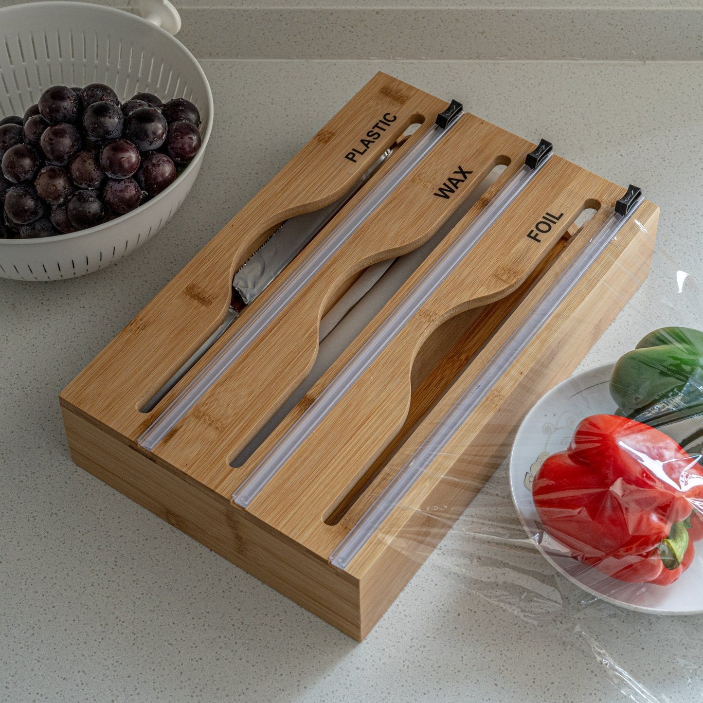Premium Bamboo and Wood Cling Film Cutter