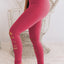 Rose Red Cut-out Skinny High Waist Leggings - Korvel