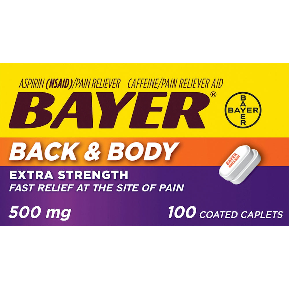 Bayer Back & Body Extra Strength Pain Reliever with Caffeine, 500mg