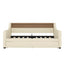 Twin Size Daybed with Trundle, Upholstered Daybed with Charging Station and LED Lights, Beige - Korvel