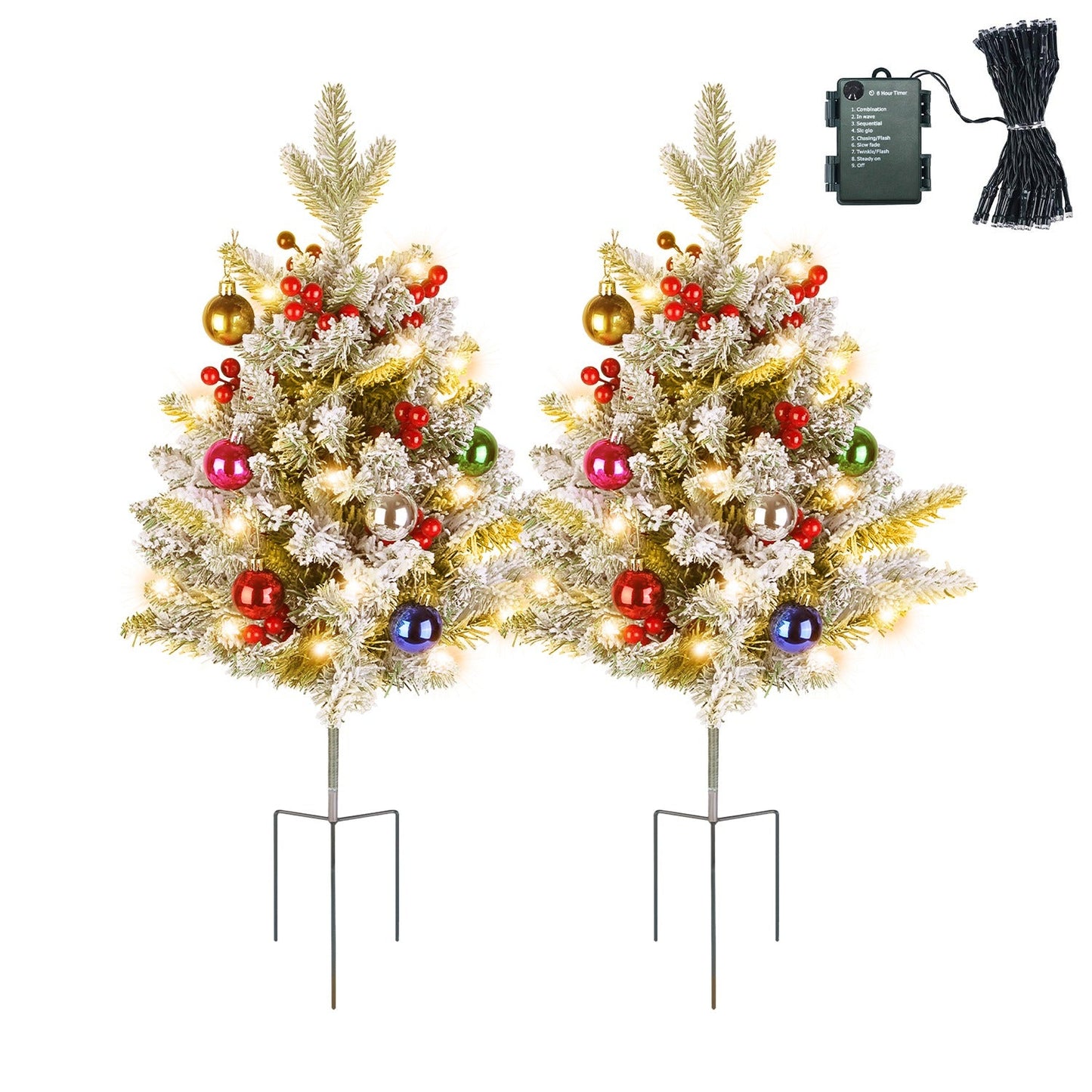 Relleno de Urna de Árbol de Navidad Iluminado con Berries y Luces LED