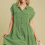 Green Plus Size Button-Down Shirt Dress
