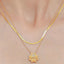 2 Piece 18K Gold-Plated Inlaid Zircon Lucky Clover Necklace - Korvel