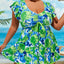 Floral Print Bandeau V Neck 2 Piece Swimsuit for Women