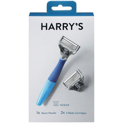 Harry's Ocean Blue Handle Razor with 2 Blade Cartridges