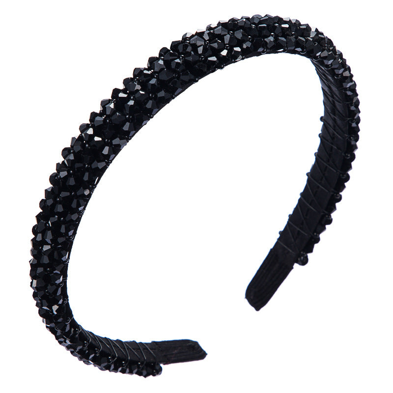 Korean Style Thin Edge Crystal Headband Women's Fashion Super Flash Headband Party Press Hair Accessories - Korvel