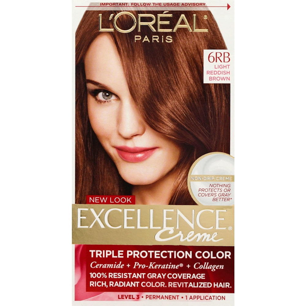 L'Oreal Paris Excellence Triple Protection Hair Color, 6RB Light Reddish Brown
